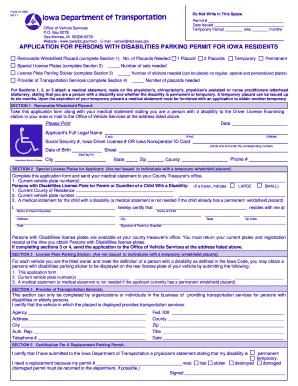 Application for Persons with Disabilities Parking Iowa DOT Forms Familytofamilyiowa