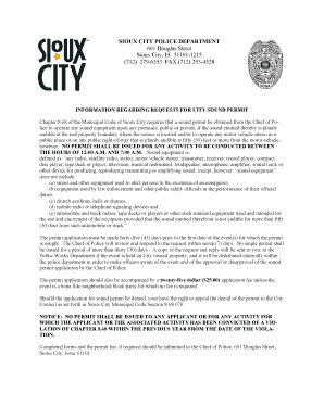 Sound Permit City of Sioux City Ia  Form