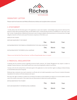 Signatory Letter 1 Statement 2 Medical Declaration Les Roches  Form