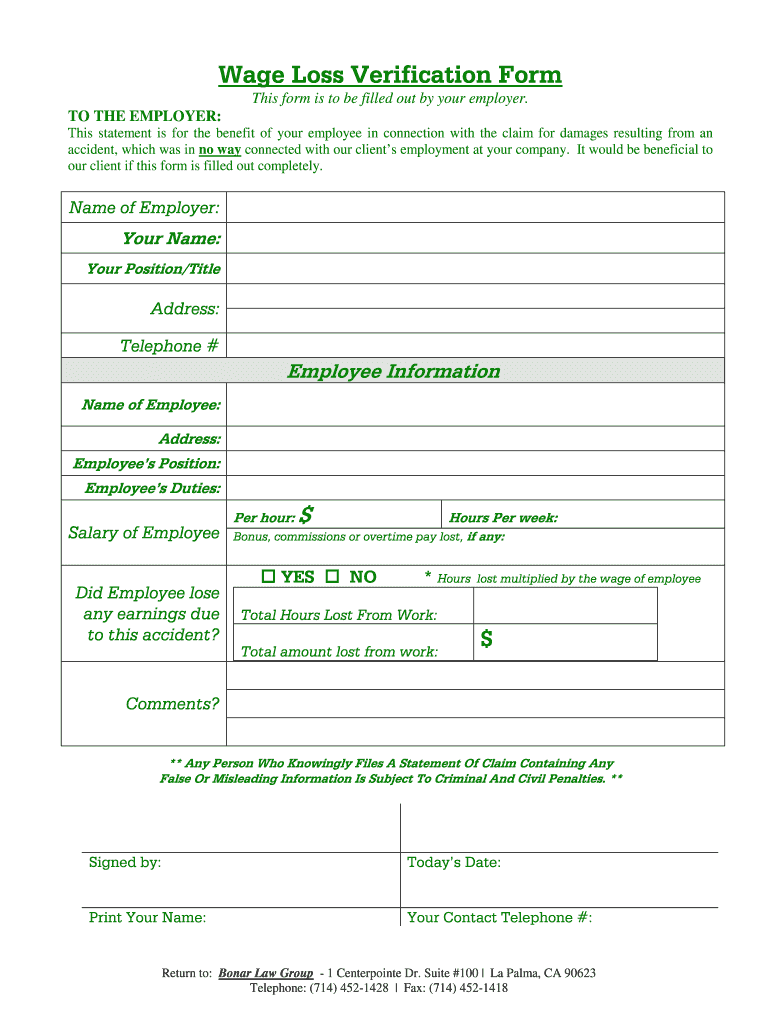 Lost Wages Form