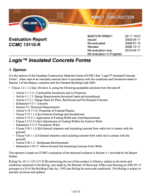 Ccmc 13110 R Logix Insulated Concrete Forms