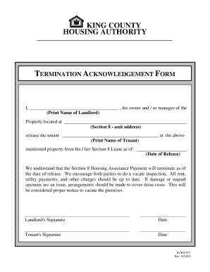 Hud Termination of Assistance Sample Letter  Form