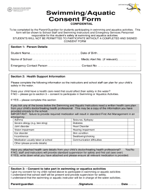 SwimmingAquatic Consent Form