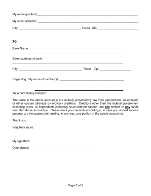 Anti Garnishment Letter  Form