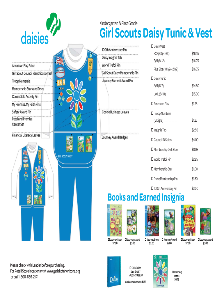 Daisy Tunic & Vest Insignia  Girl Scouts  Dakota Horizons  Gsdakotahorizons  Form