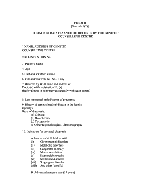 FORM D See Rule 92 FORM for MAINTENANCE of RECORDS