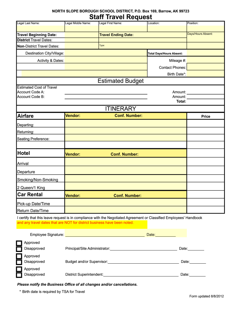 travel request form australia