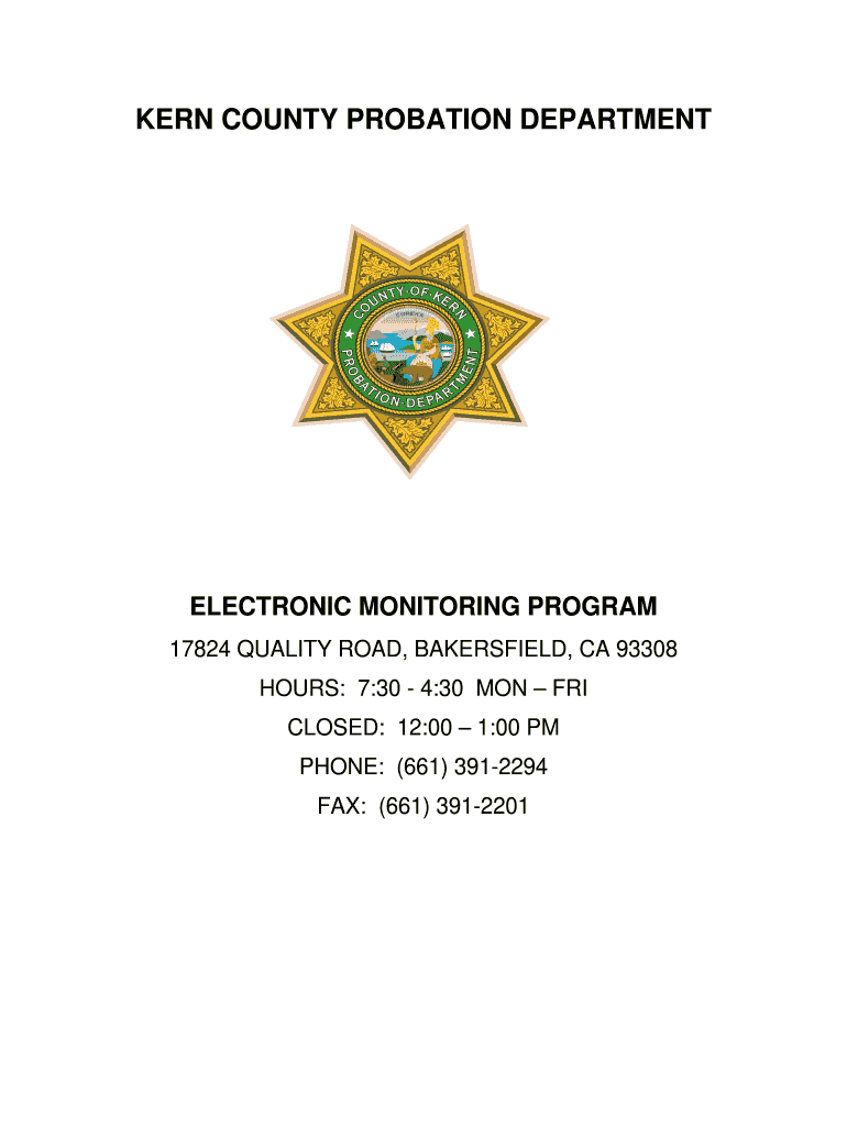Electronic Monitoring  Kern County Probation  Form