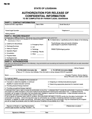 Authorization for Release of Confidential Information Form Lsdvi