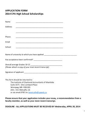 High School Scholarship Application Form