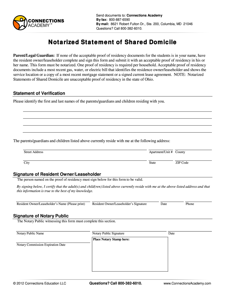 Shared Domicile Bcps  Form