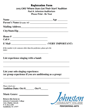 Singing Audition Registration Form