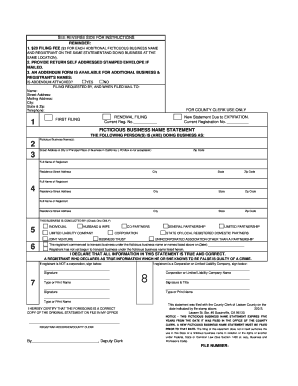 FICTICIOUS BUSINESS NAME STATEMENT Lassen County, California Co Lassen Ca  Form