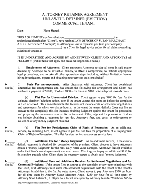 Attorney Retainer Agreement Unlawful Detainer Eviction Commercial Bb  Form