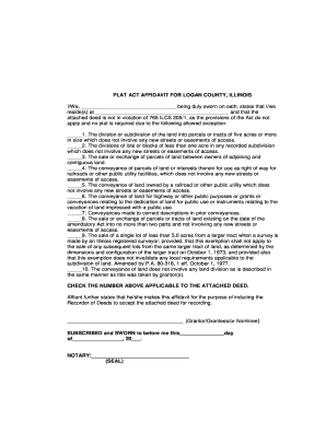 PLAT ACT AFFIDAVIT for LOGAN COUNTY ILLINOIS  Form