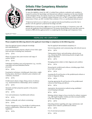 Orthotic Fitter Competency Attestation Form American Board for Abcop