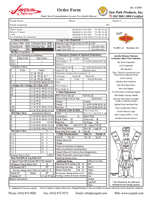 Javelin Odyssey Order Form Sun Path Products Inc