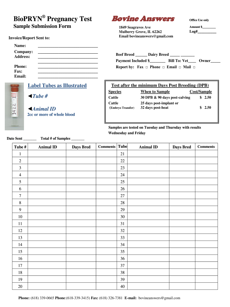 Bovine Answers  Form
