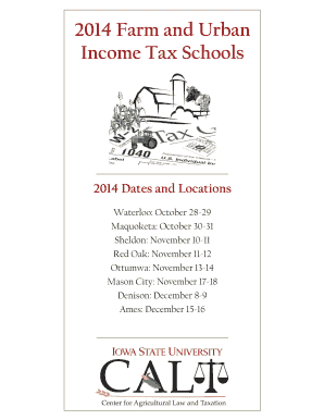 Tax School Brochure PDF CALT Center for Agricultural Law Calt Iastate  Form