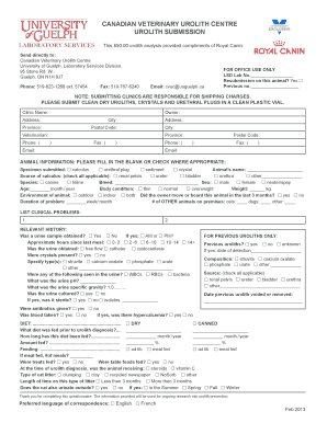 Royal Canin Urolith Analysis  Form