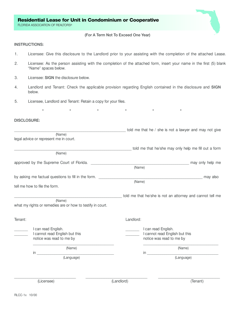  Residential Lease for Unit in Condominium or Cooperative 2000-2024