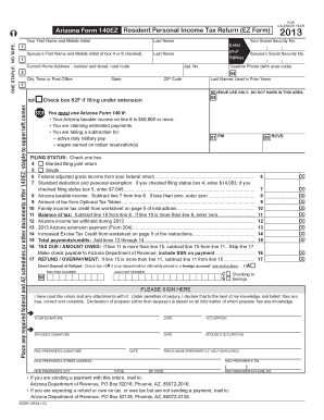 Arizona Form 140EZ Resident Personal Income Tax Return EZ Form Last Name Spouse S First Name and Middle Initial If Box 4 or 6 Ch