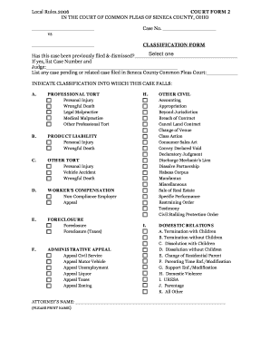 Classification Form Seneca County Common Pleas Court Senecacocourts