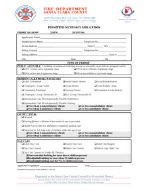 Application Occupancy Permit Santa Clara County Fire Department Sccfd  Form