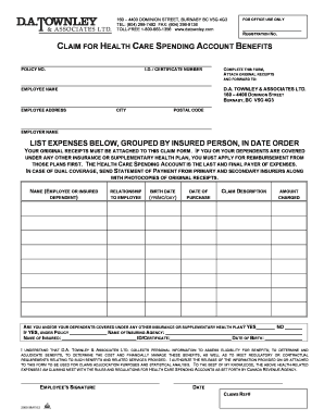 HCSA Claim Form DA Townley &amp; Associates LTD