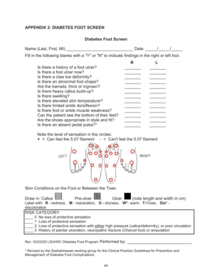 Diabetes Foot Screen Saskatoon Health Region Saskatoonhealthregion  Form