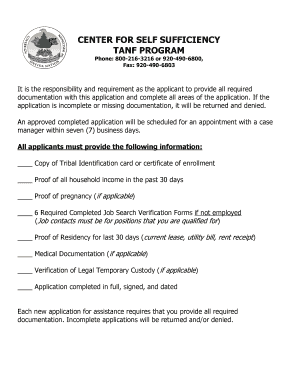 Oneida Self Sufficiency  Form