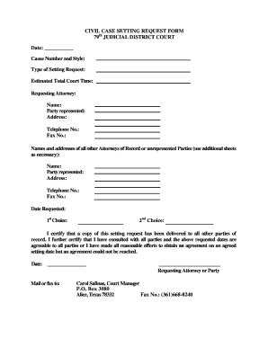 Jim Wells Civil Setting  Form