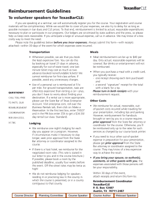 Reimbursement Guidelines TexasBarCLE  Form