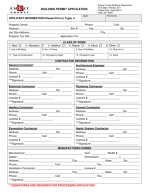 Emery County Building Department  Form