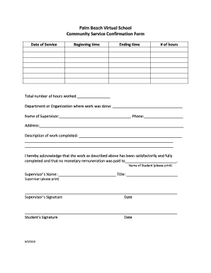 A Community Service Form Palm Beach Virtual School Palmbeachvirtual