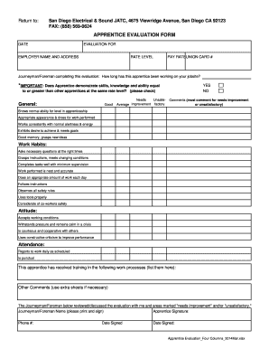Apprentice Evaluation Form