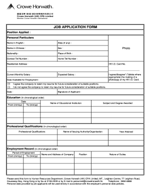 Job Application Form201209 Crowe Horwath International