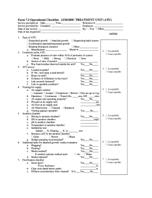 2 Operational Checklist AEROBIC TREATMENT UNIT ATU Septic Umn  Form