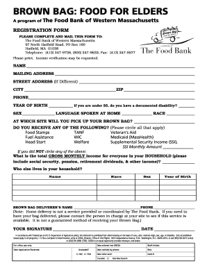 Sample Food Pantry Application  Form