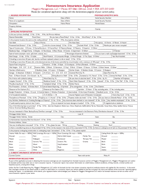 Homeowners Insurance Application 84 Lumber  Form