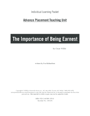 The Importance of Being Earnest Advanced Placement Teaching Unit Answers  Form