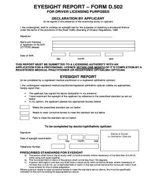 Eyesight Report Rms PDF  Form
