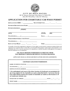 Application for Charitable Car Wash Permit the City of Boca Raton Myboca  Form