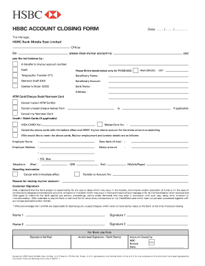 Hsbc Account Closure Form