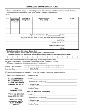 Standard Chair of Gardner Order Form