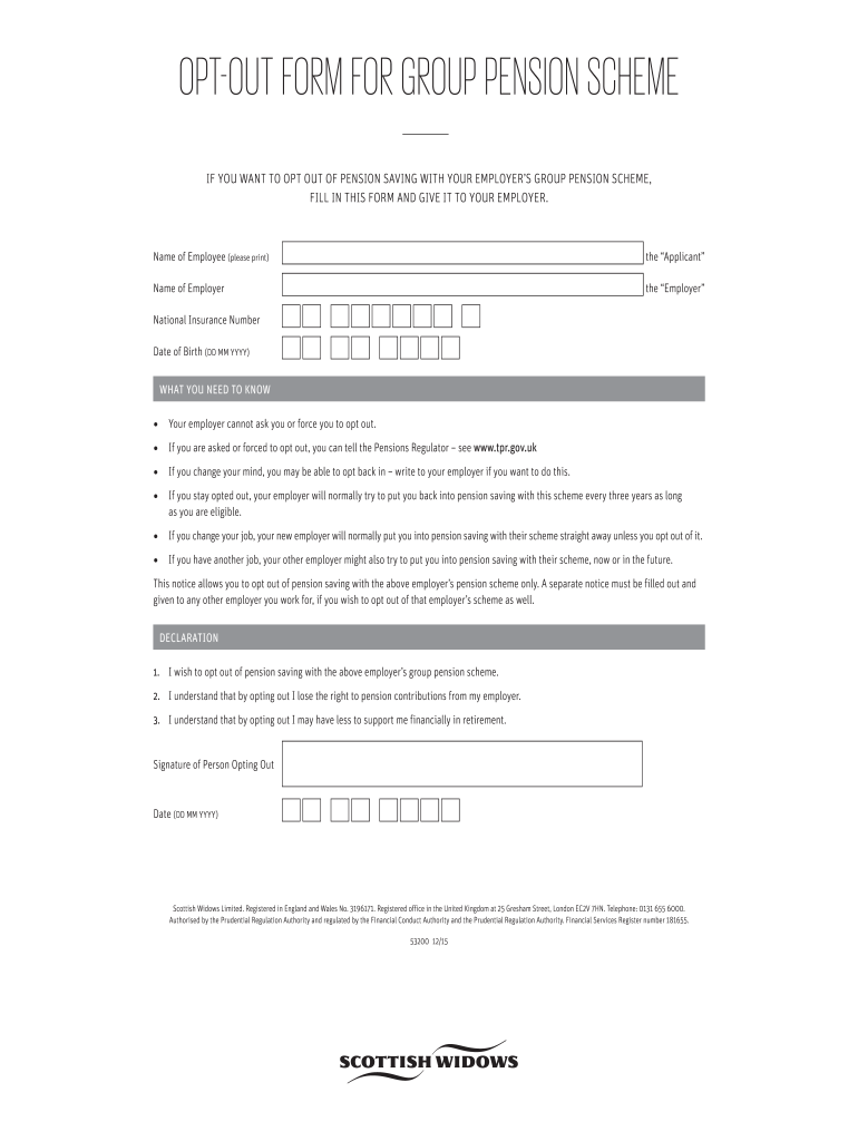 Opt Out Form For Group Pension Scheme Scottish Widows Fill Out And Opt Out Form For Group Pension Scheme Scottish Widows Fill Out And