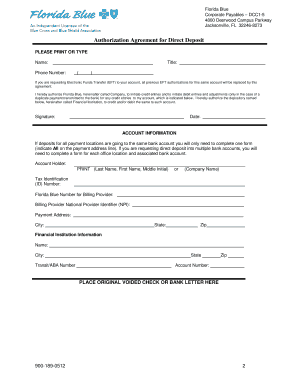 Florida Blue Eft Enrollment  Form