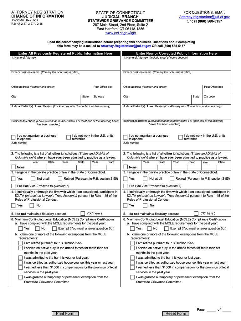  Ct Attorney Registration 2019