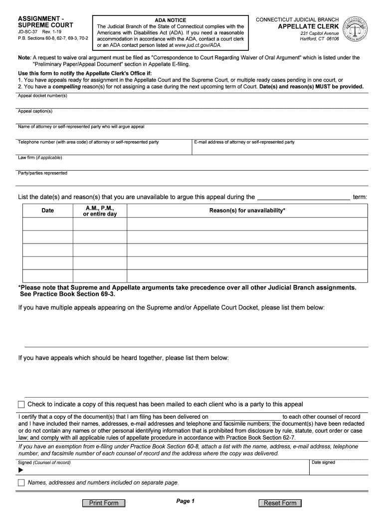 Get and Sign Connecticut Assignment Form 2019-2022