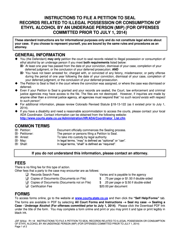 INSTRUCTIONS to FILE a PETITION to SEAL  Form